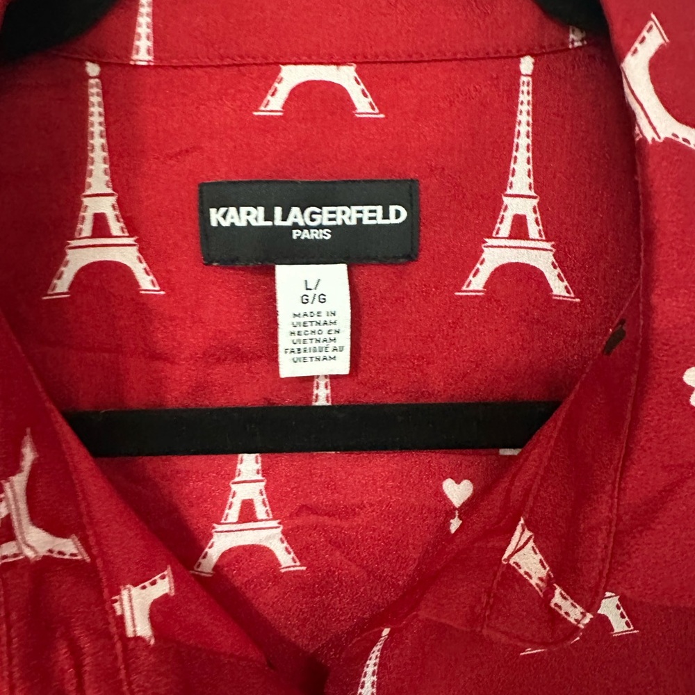 Karl Lagerfeld Red Eiffel Tower Pattern Shirt - Picture 5 of 6